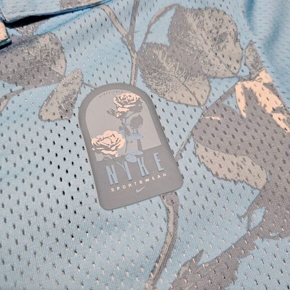 Nike Rose City Mesh Button-Up Shirt Dri-Fit Floral Men's Small S Blue FJ1650-499 - Picture 3 of 13